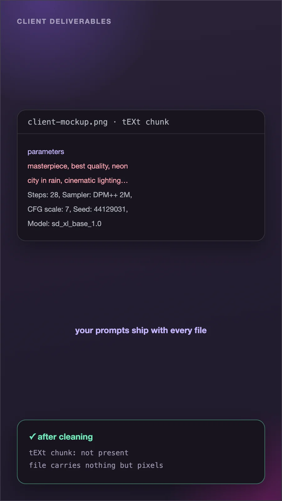 Clean client deliverables
